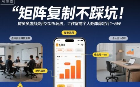 拼多多虚拟类目多账号运营思路：实测个人与工作室的收益潜力