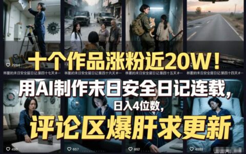 十个作品涨粉近20W！AI制作末日安全日记连载变现实战（附详细步骤）