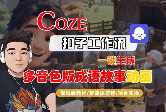 Coze扣子智能体工作流一键生成多音色成语故事动画变现保姆级实操指南
