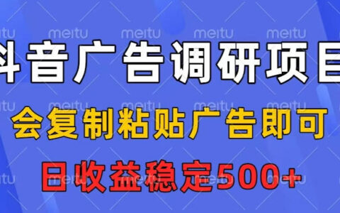 抖音广告调研项目实操指南：复制粘贴广告，稳定收益方法