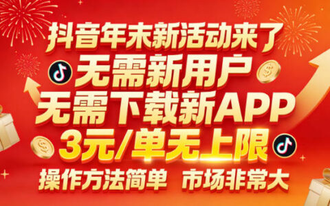 抖音年末项目实测：无需邀请，每单收益无上限，操作简单市场广阔
