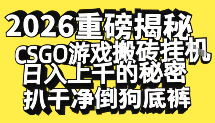 2026开年重磅解密：CSGO游戏变现策略实战指南