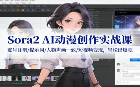 Sora2 AI动漫创作实战课：账号注册/提示词/人物声画一致/短视频变现实操指南