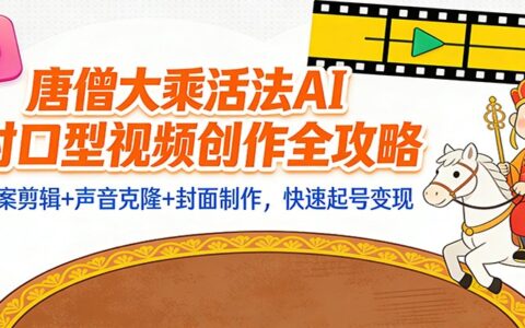大乘活法AI对口型视频创作实战指南：文案剪辑+声音克隆+封面制作，高效变现策略