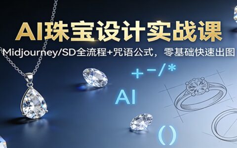 AI珠宝设计变现实战课：Midjourney/SD全流程+咒语公式，零基础快速出图案例