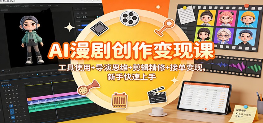 AI漫剧创作变现实战指南：工具使用+导演思维+剪辑精修+接单变现，新手快速上手