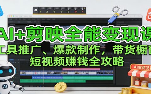 AI+剪映变现实战课：工具推广、爆款制作、带货策略，短视频赚钱实操指南