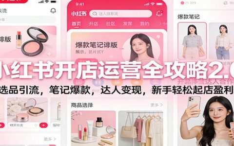 小红书开店运营全攻略2.0：选品引流策略，笔记爆款案例，达人变现方法，新手起店实操指南