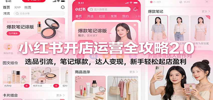 小红书开店运营全攻略2.0：选品引流策略，笔记爆款案例，达人变现方法，新手起店实操指南
