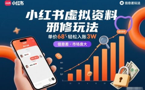 小红书虚拟资料变现策略：单价68信息差玩法实测，变现过万市场指南