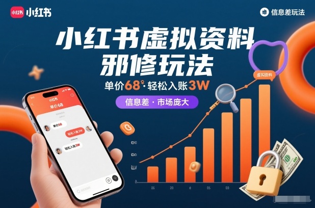 小红书虚拟资料变现策略：单价68信息差玩法实测，变现过万市场指南