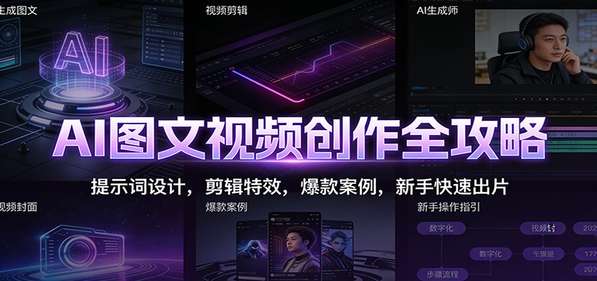 AI图文视频创作变现攻略：提示词设计、剪辑特效与爆款案例，新手实战指南
