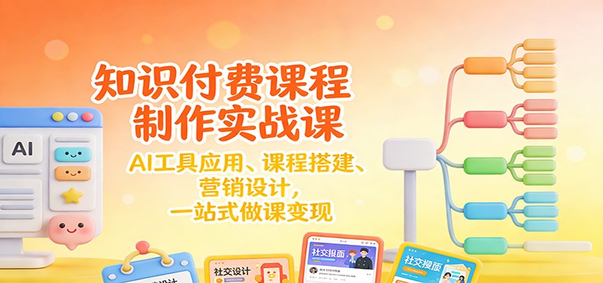 知识付费课程制作实操指南：AI工具应用、课程搭建、营销设计，一站式变现策略