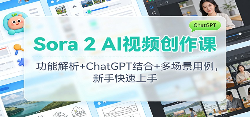 Sora 2 AI视频创作实战指南：功能解析+ChatGPT结合+多场景案例，新手变现方法