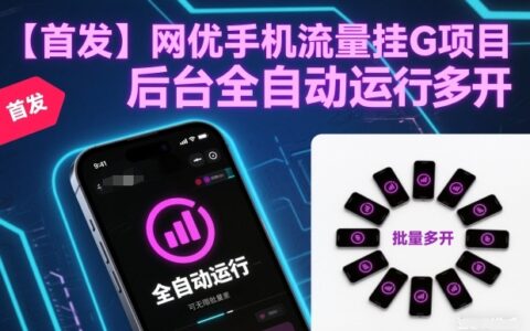 【首发】网优手机流量变现项目：自动化后台运行与批量操作实战指南
