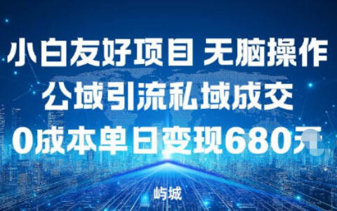 新手友好项目：公域引流私域成交的低成本高效变现实操指南