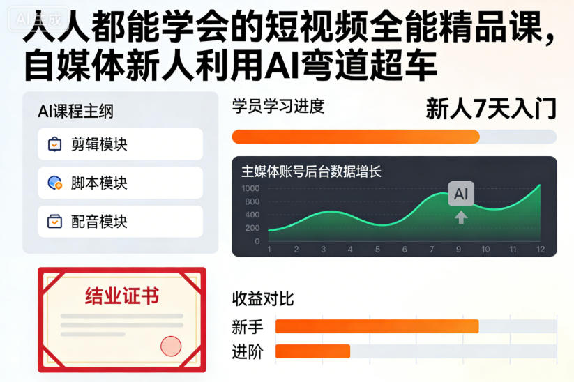 2025短视频全能实战课：自媒体新人用AI高效变现方法