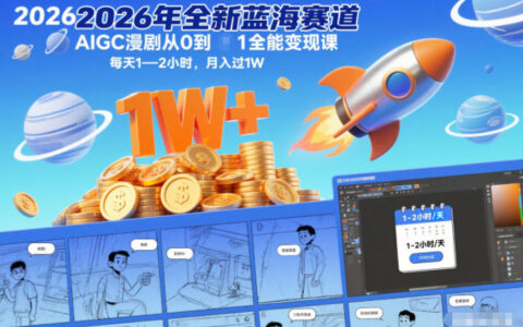 2026年AIGC漫剧蓝海赛道从0到1实战变现指南，每天1-2小时打造被动收入