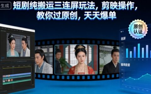 短剧剪辑三连屏实操方法：剪映操作指南，轻松过原创实现稳定变现