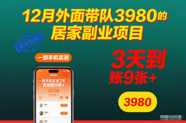 202512月居家副业项目实测：一部手机操作变现教程