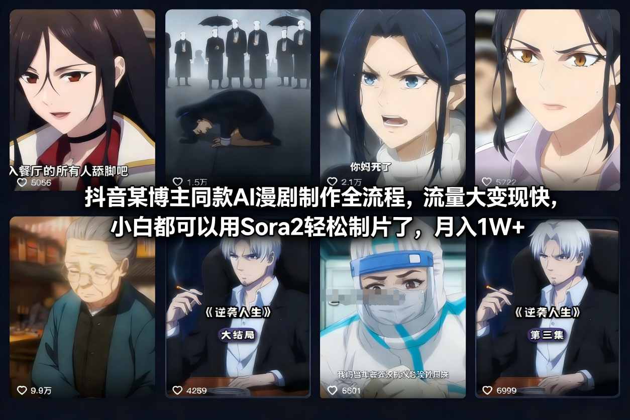 抖音AI漫剧制作全流程：小白轻松上手Sora2制片，高效变现实操攻略