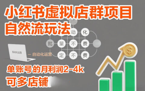 小红书虚拟店群项目实操策略：自然流量自动化玩法，稳定收益变现与多账号矩阵指南