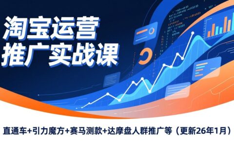 淘宝运营推广实战攻略：直通车+引力魔方+赛马测款+达摩盘人群推广等（更新26年1月）