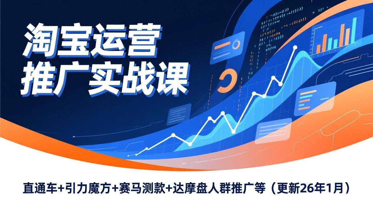 淘宝运营推广实战攻略：直通车+引力魔方+赛马测款+达摩盘人群推广等（更新26年1月）