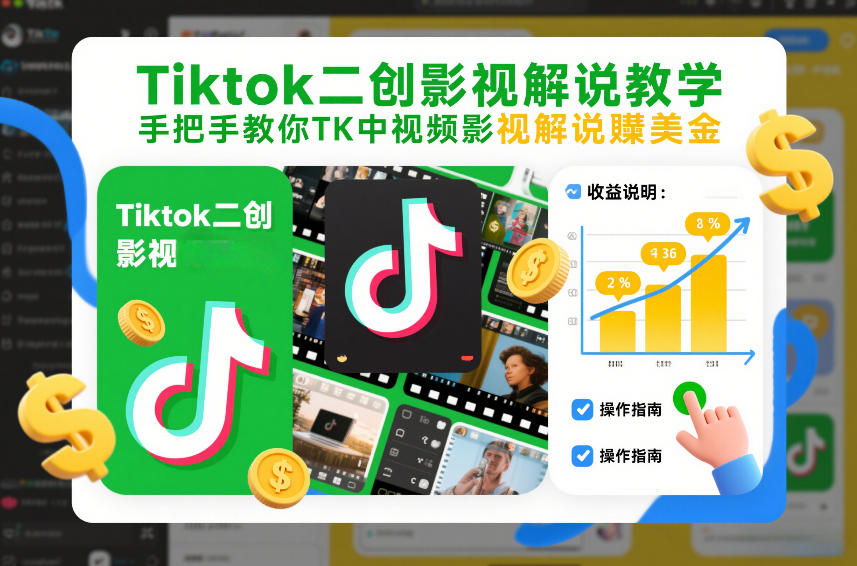 TikTok影视二创实战指南：26年1月更新中视频解说跨境收益全流程