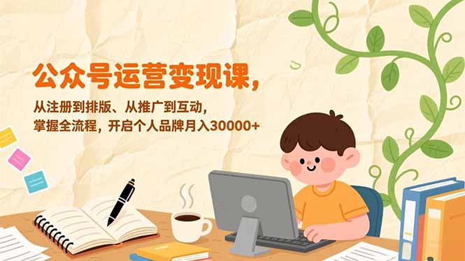 公众号运营变现实战课：从注册到互动全流程掌握，开启个人品牌高效变现