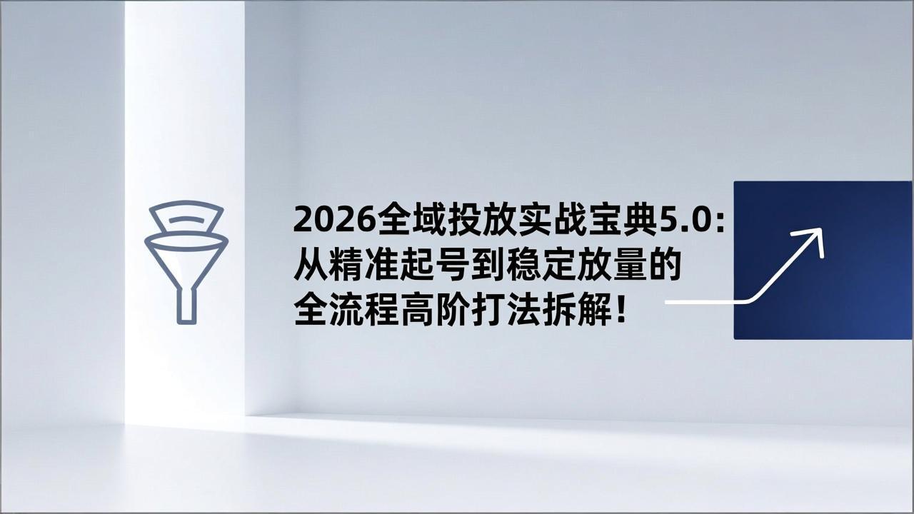 2026全域投放实战指南5.0：从精准启动到稳定增长的实测策略拆解！