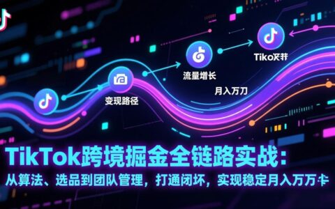 TikTok跨境掘金全链路实战：从算法、选品到团队管理，构建闭环的变现路径与实测案例