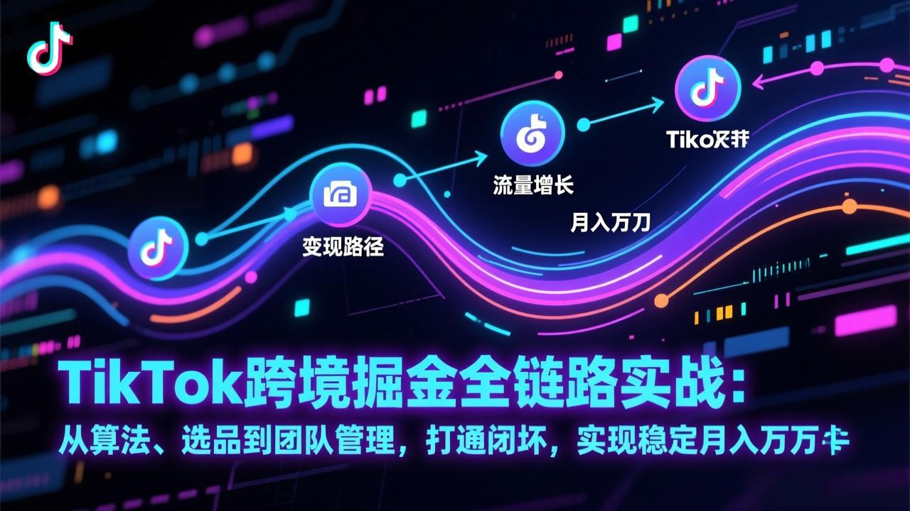 TikTok跨境掘金全链路实战：从算法、选品到团队管理，构建闭环的变现路径与实测案例