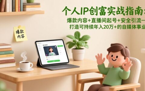 个人IP创富实战指南：爆款内容+直播间起号+安全引流，打造可持续的自媒体变现事业