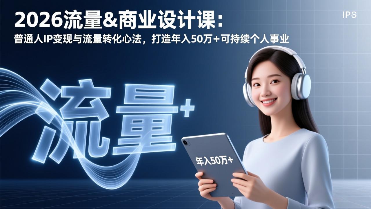 2026流量&商业设计课：普通人IP变现与流量转化实战指南，打造可持续个人事业