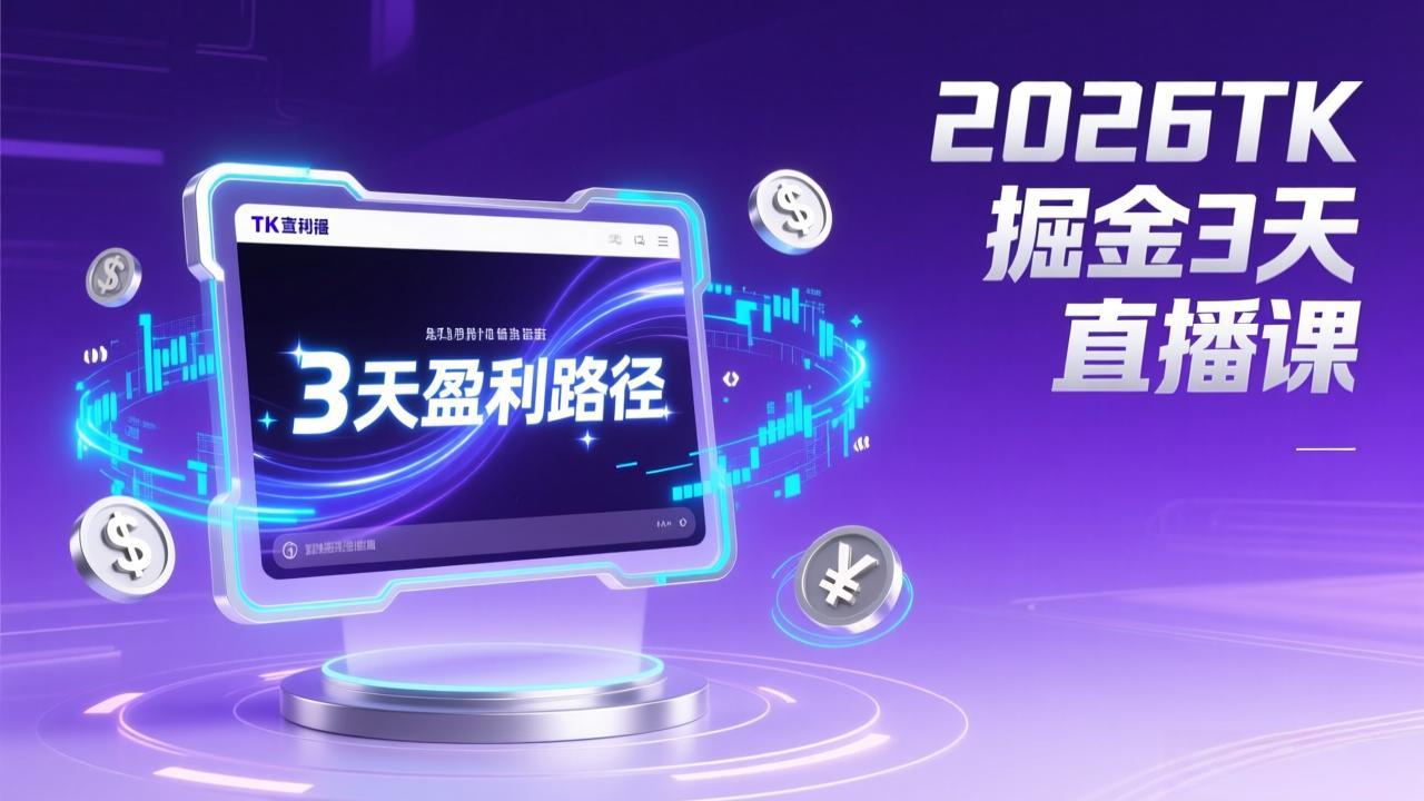 2026TK直播课：起号涨粉+带货变现3天盈利实战攻略