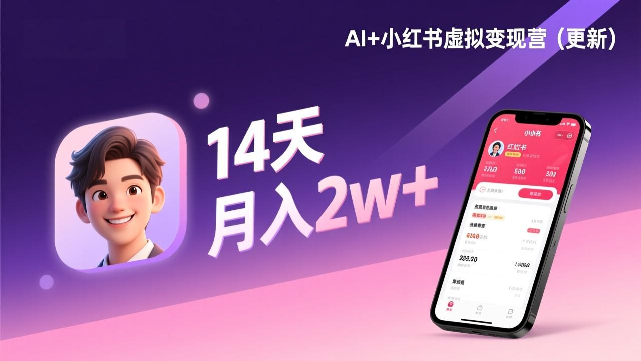 AI+小红书虚拟变现项目（更新），14天实战选品、笔记、成交，打造自动化被动收入指南