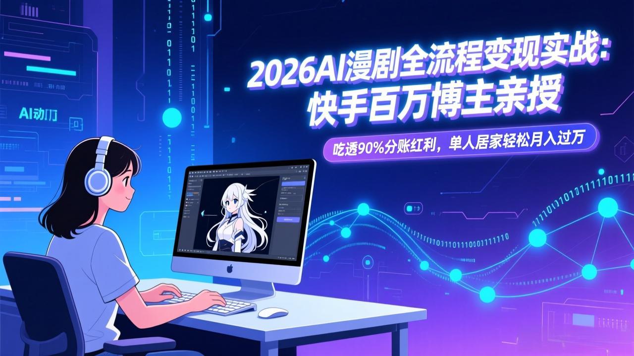 2026AI漫剧变现实战攻略：快手百万博主亲授，把握分账策略，居家探索增收潜力