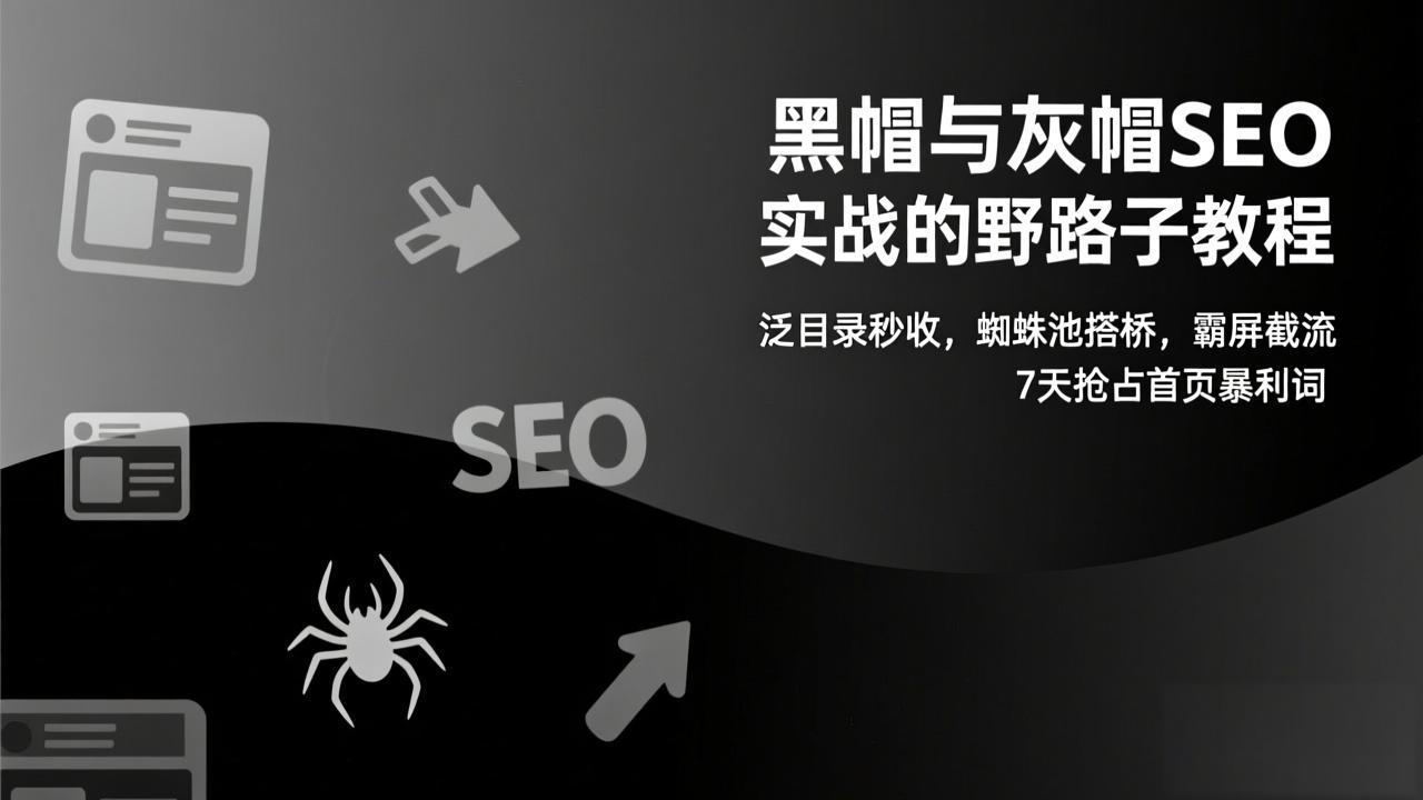 高效SEO实战教程：泛目录收录、蜘蛛池建设、霸屏截流策略，快速抢占首页盈利词