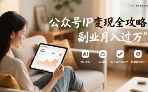 公众号IP变现实操攻略：定位、AI写作、钩子设计与转化，构建获客闭环，副业被动收入方法