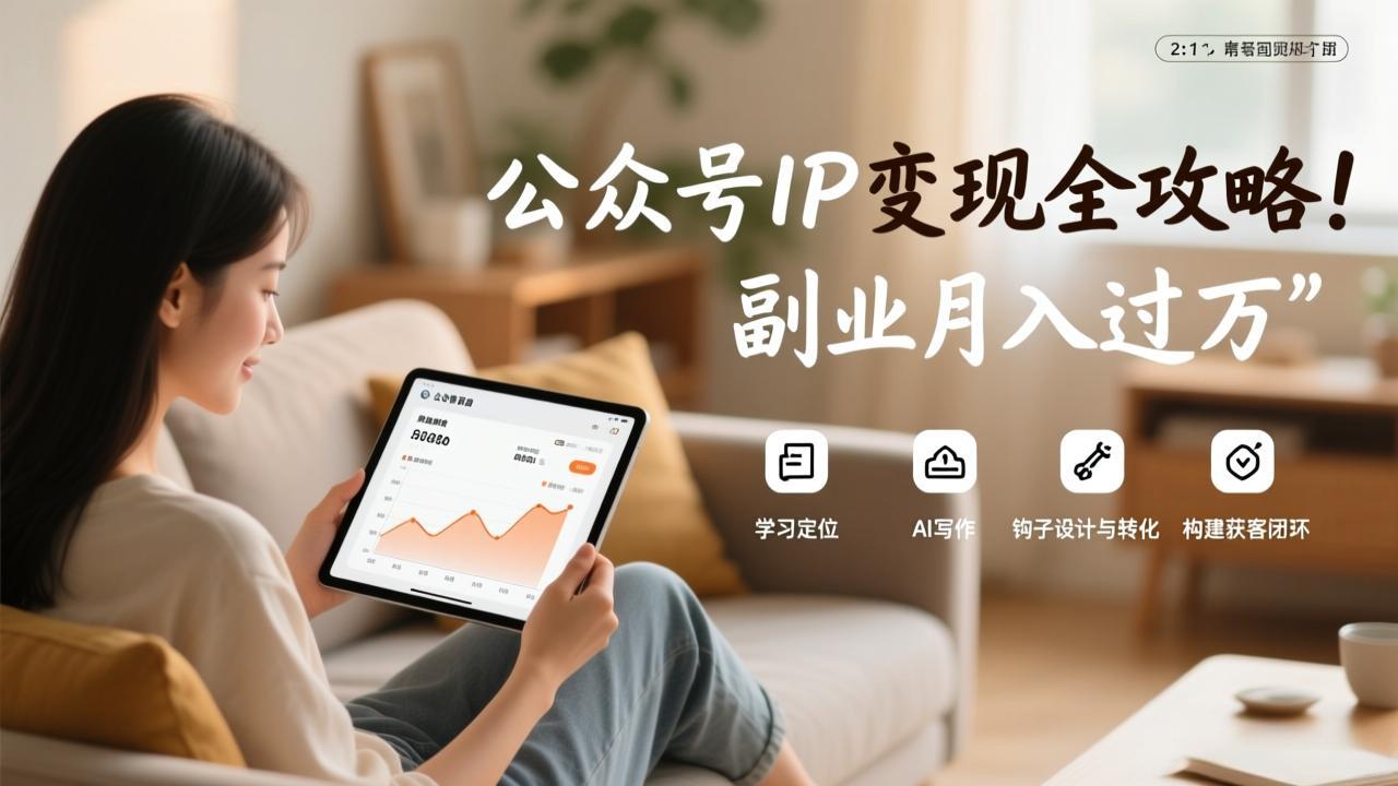公众号IP变现实操攻略：定位、AI写作、钩子设计与转化，构建获客闭环，副业被动收入方法