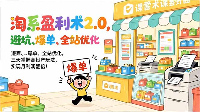 淘系项目2.0：避坑实操、订单提升、全站优化，快速掌握高效玩法，实测提升利润！