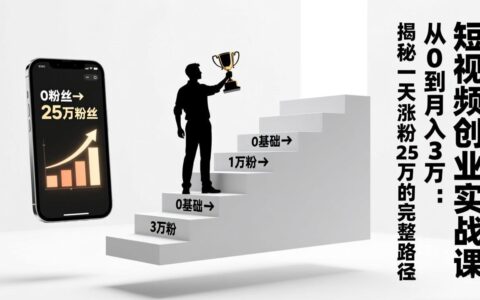 短视频创业实战：从0搭建盈利模式，拆解单日快速涨粉的实操路径