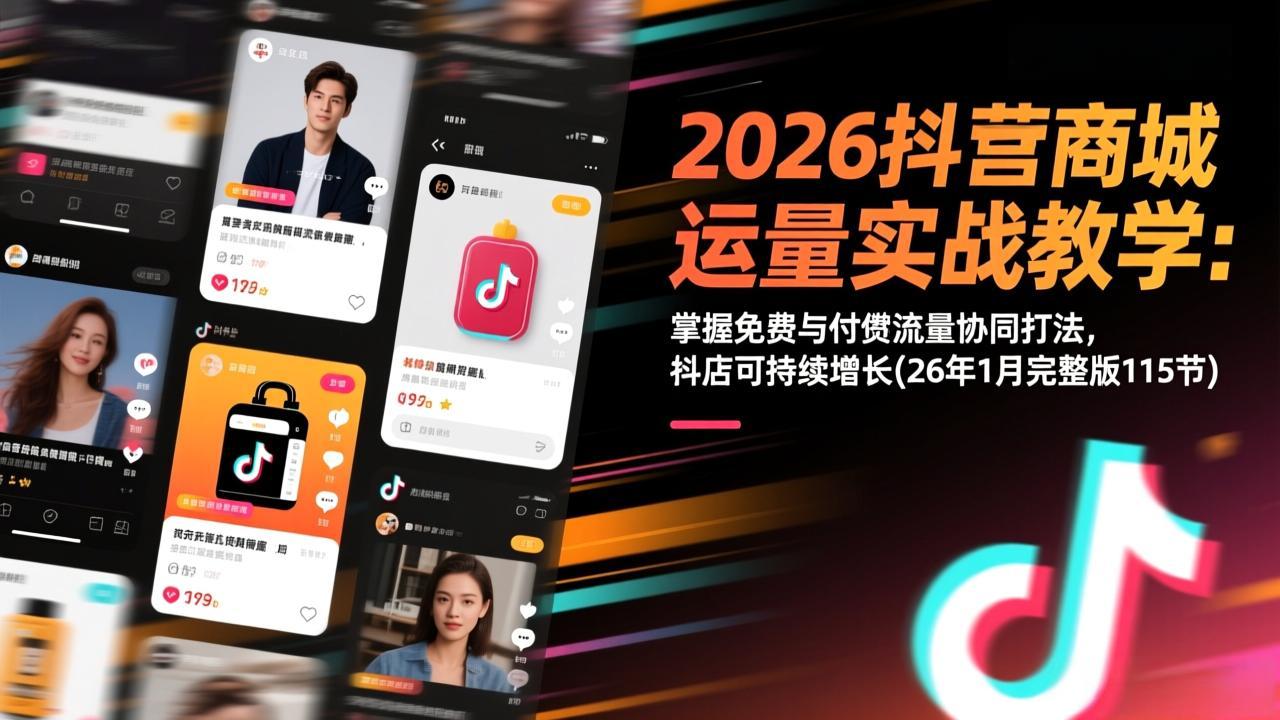 2026抖音商城运营实战教程：掌握免费与付费流量协同策略，实现抖店可持续增长(26年1月完整版115节)