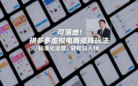 可落地实操：拼多多虚拟电商矩阵玩法标准化运营变现指南
