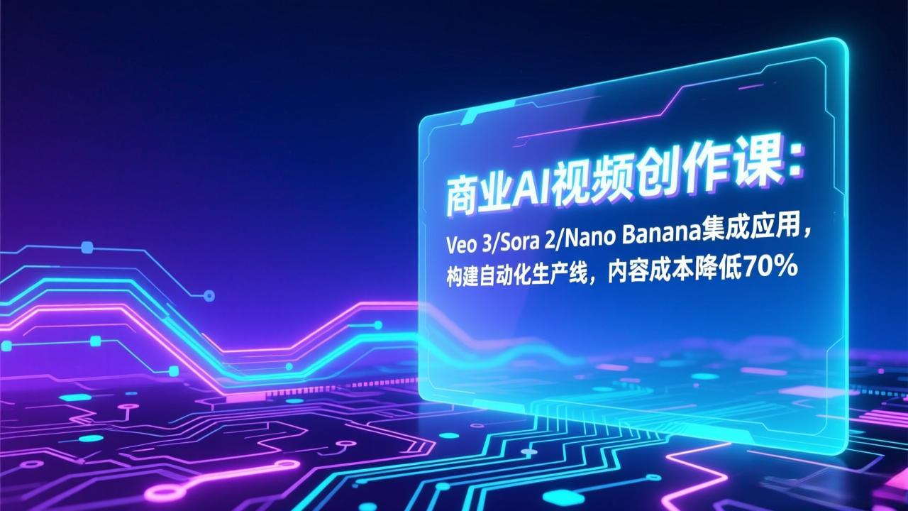 AI视频创作实战课程：Veo 3/Sora 2/Nano Banana集成应用，自动化生产线构建与内容成本优化
