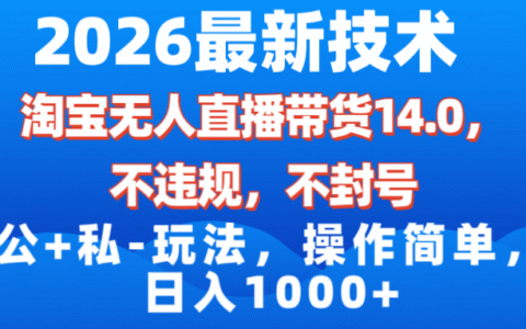2026淘宝无人直播带货14.0项目实战：公域私域结合玩法拆解，被动收入变现指南