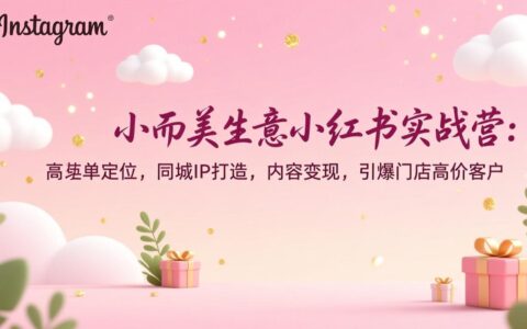 小而美生意小红书实战营：高客单定位策略，同城IP打造方法，内容变现实操，高效吸引门店高价客户