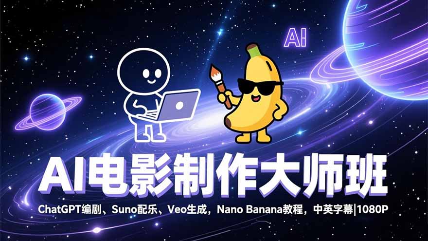 AI电影制作变现实战：ChatGPT编剧+Suno配乐+Veo生成教程，Nano Banana案例拆解 | 中