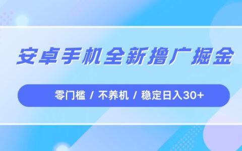 安卓手机广告收益实战项目：零门槛入门指南，实测收益思路分享